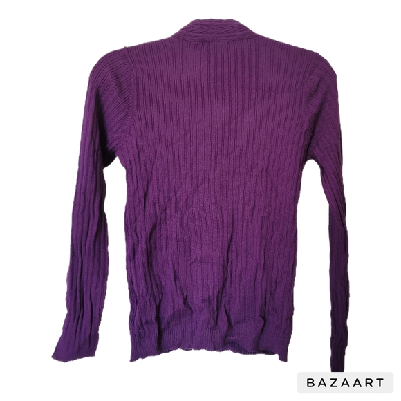 Charter Club Sweater Womens M Medium Purple Long Sleeve Pullover V-Neck Cable - Picture 4 of 6
